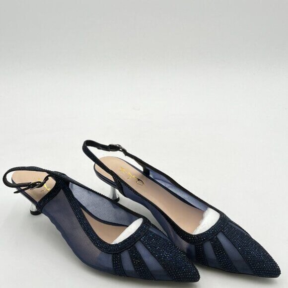 XYD Women Bridal Slingback Heels Pumps Closed Pointed Toe Slip On Mesh - Picture 3 of 8